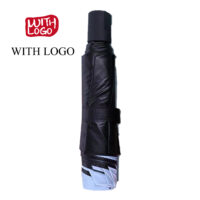 #2469 8 Ribs 37" parapluie pliable enduit de colle noire avec protection UV – Image 5