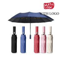 #2473 12 Ribs 40" foldable Double bones automatically umbrella Black Glue fiber UV protection - Image 8